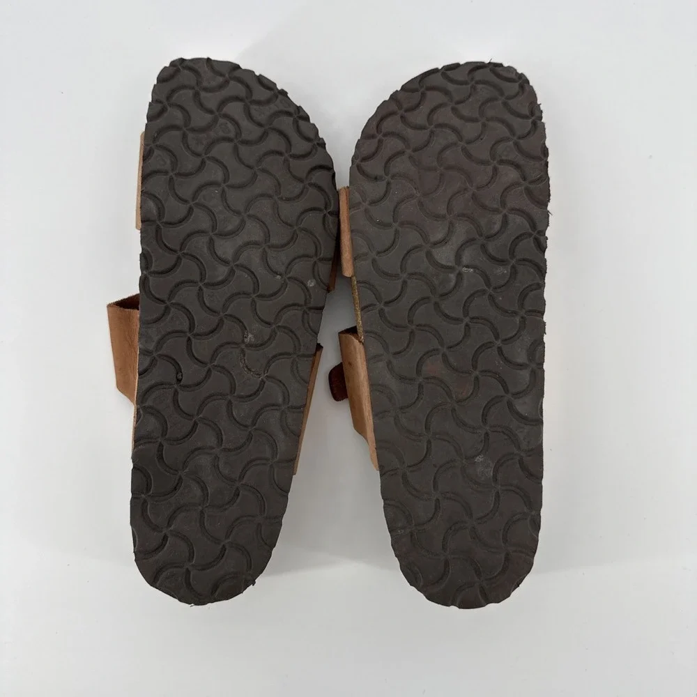 Birkenstock Arizona Sandals Men 42 US 9 Brown Leather 2 Strap Buckle Slides